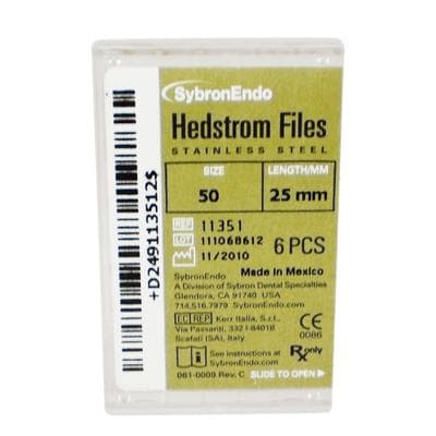 Sybron Endo Hedstrom Files, Stainless Steel, 25 mm, #50, Yellow, 6/Pk, 11351 thumbnail 15