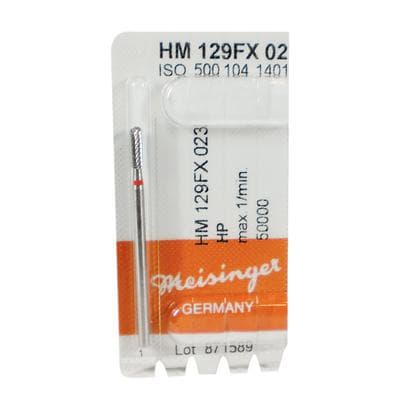 Meisinger Tungsten Carbide Cutter, HM 129FX-023, HP, Cylinder Round End, X-Cut Fine, Red Ring, 2.3 mm Diameter, 8.0 mm Head Length thumbnail 7