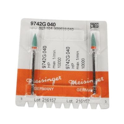 Meisinger 9742G-040 HP Porcelain Diamond Polisher, Flame/Point, Coarse, Green/Orange, 4.0 mm, 2/Pack thumbnail 8