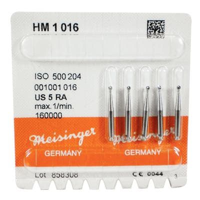 Meisinger Tungsten Carbide Bur HM1-016-RA, Round #5, Right-Angle Latch, 1.6 mm Diameter, 5/Pkg thumbnail 9