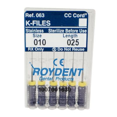 Roydent K-Type Files, Size #10, 25mm, Stainless Steel, Color-Coded Purple, 6/Pack, 06325010R thumbnail 14