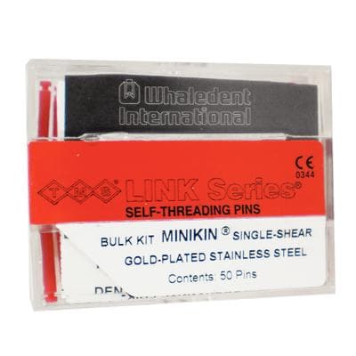 TMS Link Series Self-Threading Pins – Minikin Single Shear Kit, Gold-Plated Stainless Steel, 0.017"/0.425 mm, 50 Pins, L512 - TMS® Link Series® Self-Threading Pins – Minikin Single Shear Kits, Gold-Plated Stainless Steel - Bulk Kit, Stainless Steel - Image 1