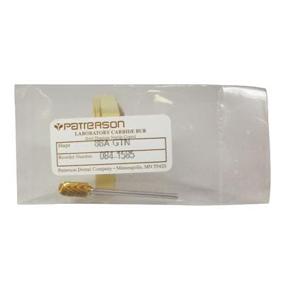 Patterson® Gold Titanium Nitride Lab Bur, HP Standard, Barrel, #88A, 6.350 mm Diameter, 12.700 mm Length, 1/Pkg thumbnail 2