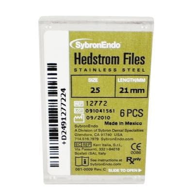 Kerr (SybronEndo) Hedstrom Files, Stainless Steel, 21 mm, Size #25, Red, 6/Pk, 12772 thumbnail 16