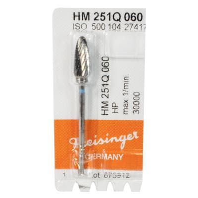 Meisinger HM251Q-060 Lab Carbide Bur, Q-Cut Cross Cut, Tapered Round End, Medium, 6.0 mm Diameter, HP, 1 Each thumbnail 8