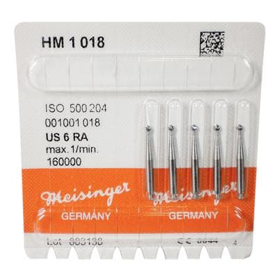 Meisinger HM1-018-RA Tungsten Carbide Bur, Round #6, Right Angle, 1.8mm, 5/Pk thumbnail 11