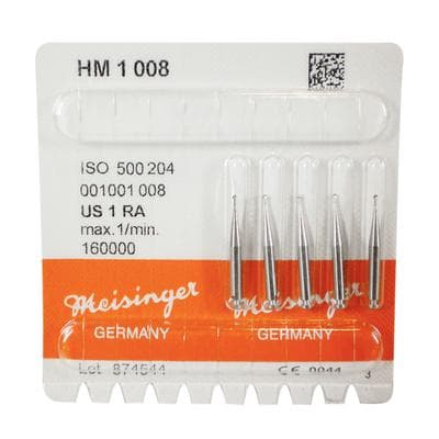 Meisinger Operative Tungsten Carbide Bur, RA, Round, #1, 0.8 mm, 5/Pk, HM1-008-RA thumbnail 9