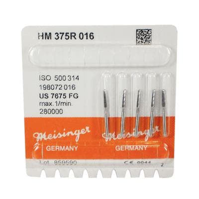 Meisinger Trimming & Finishing Tungsten Carbide Bur, FG, Round End Taper, 1.6 mm, 8-12 Flute, 5/Pkg, US #7675 (HM375R-016) thumbnail 5