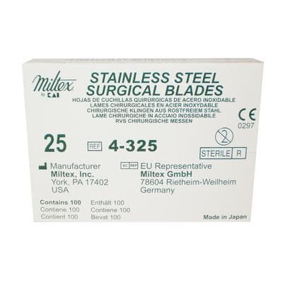 Miltex #25 Stainless Steel Sterile Surgical Blades, Individually Wrapped, 100/Box, 4-325 thumbnail 14