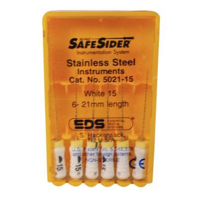 SafeSiders Endodontic Hand Reamers, #15, 21 mm, 0.02 Taper, White, Stainless Steel, 6/Pkg, 5021-15 thumbnail 14