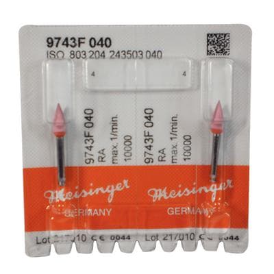 Meisinger Porcelain Polisher, Flame, Fine, Red/Orange, RA, 4.0 mm, 2/Pk, 9743F-040-RA-R/O thumbnail 10