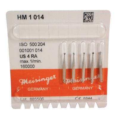 Meisinger HM1-014-RA Tungsten Carbide Bur, Round #4, Right Angle, 1.4 mm, 5/Pk thumbnail 11