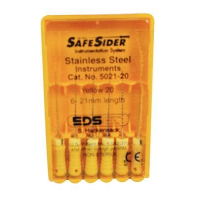 SafeSiders Endodontic Hand Reamers, 21 mm, 0.02 Taper, Size #20, Yellow, Stainless Steel, 6/Pkg, 5021-20 thumbnail 14