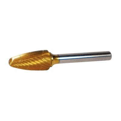 Patterson® Gold Titanium Nitride Lab Bur, Lathe, Tapered Fissure, #A, 12.7 mm Diameter, 25.4 mm Length, 1/Pkg thumbnail 2