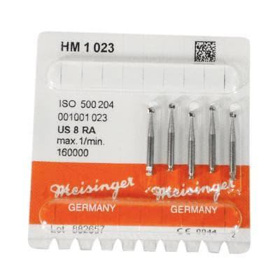 Meisinger HM1-023-RA Tungsten Carbide Bur, Round, #8, 2.3 mm, Right-Angle Latch, 5/Pk thumbnail 10
