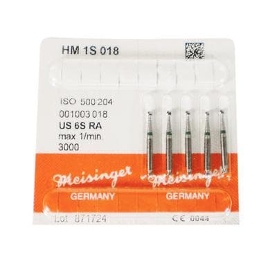 Meisinger HM1S Tungsten Carbide Bur, Round, RA (Right-Angle), #6S, 1.8 mm, 5/Pkg thumbnail 4