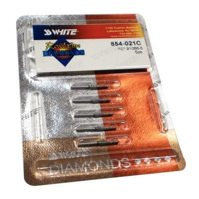SS White Revelation Diamond Bur 854-021C, Coarse, Round End Taper, Friction Grip, 2.1 mm, 5/Pk thumbnail 9