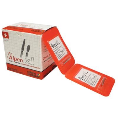 Alpen x1 Single-Use Diamond Bur, FG #8567.016, Round End Tapered, Medium Grit, Gray, 1.6mm Diameter, 7.0mm Length, 25/Pk thumbnail 5