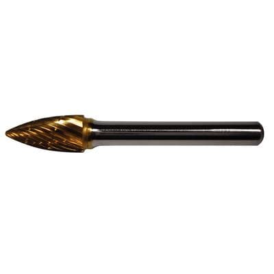 Patterson® Gold Titanium Nitride Lab Bur – Lathe, Flame Shape, # C, 9.525 mm Diameter, 25.400 mm Length, 1/Pkg thumbnail 2
