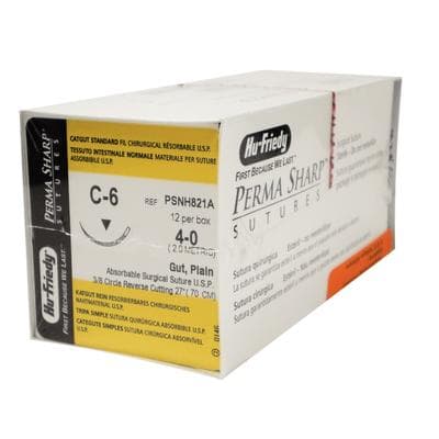 Hu-Friedy Perma Sharp Plain Gut Absorbable Suture, 4-0, C-6 Reverse Cutting Needle, 3/8 Circle, 27", Undyed, 12/Box, PSNH821A thumbnail 14