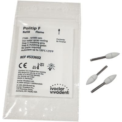 Ivoclar Vivadent Politip-F Finisher, Gray, Point Shape, 6/Pack, 533602 thumbnail 10