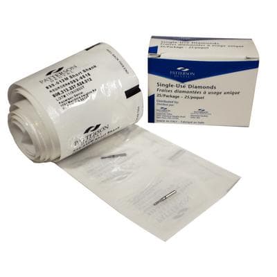 Patterson Disposable Diamond Bur, FG Short Shank, Medium Grit, Pear Shape, Blue Ring, 1.2 mm Diameter x 3.0 mm Length, 25/Pkg, #S830-012M - Patterson Disposable Diamonds – FGSS, 25/Pkg - Medium, Blue, Pear, # S830-012M, 1.2 mm Diameter, 3.0 mm Length - Image 1