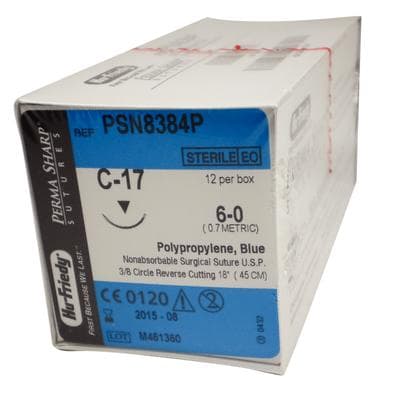 Hu-Friedy Perma Sharp Suture, Polypropylene, Non-Absorbable, 6-0, 18", C-17 Reverse Cutting Needle, Blue, 12/Box, PSN8384P thumbnail 15