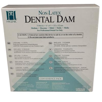Coltene Hygenic HySolate Non-Latex Dental Dam, 6" x 6", Medium, Teal Green, 75/Box, H09106 thumbnail 17