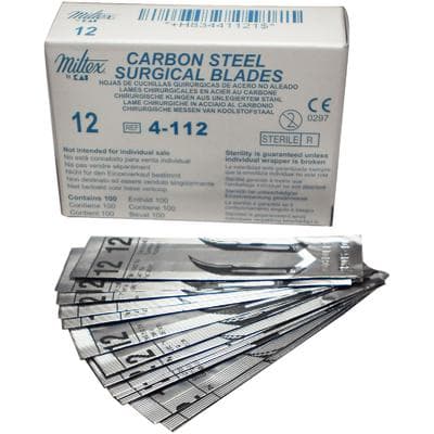 Miltex-Integra #12 Carbon Steel Sterile Surgical Scalpel Blade, 100/Box, 4-112 thumbnail 13