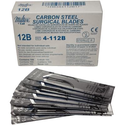 Miltex Carbon Steel Sterile Surgical Blade #12B (Double-Edge), 100/Box, 4-112B thumbnail 15