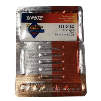 SS White Revelation Diamond Bur, 856-018C, Coarse, Round End Taper, Friction Grip, 1.8 mm Diameter, 5/Pkg, 91070-5 thumbnail 11