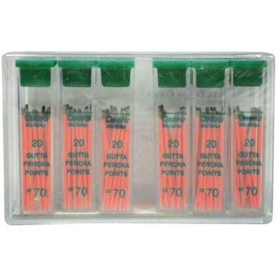 Dentsply Maillefer Gutta Percha Points, ISO Size #70, Green, .02 Taper, 30mm, Hand Rolled, Color Coded, 120/Box (6 Vials of 20), Ref 670978 thumbnail 5