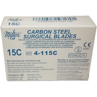 Miltex Carbon Steel Sterile Surgical Blades #15C (Angled), 100/Box, 4-115C thumbnail 16