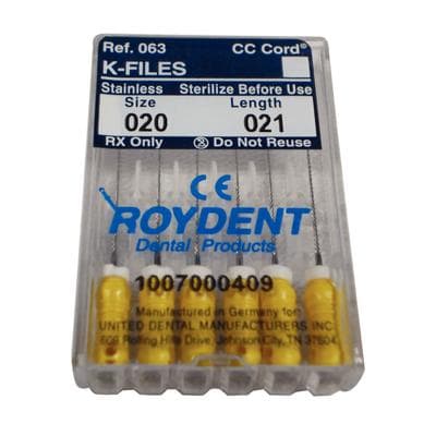 Roydent K-Files #20 (Yellow), 21mm, Stainless Steel, Pack of 6, 06321020R thumbnail 13
