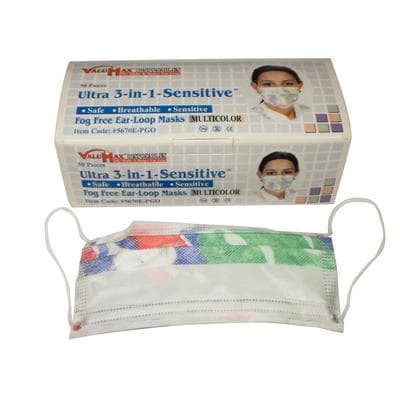 Valumax Ultra 3-in-1 Sensitive Fog-Free Earloop Procedure Mask, Multicolor, ASTM Level 2, 50/Box thumbnail 4