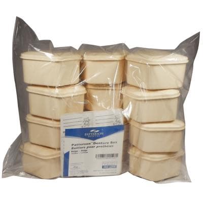 Patterson® Plastic Denture Box, Beige, 2-1/2" W x 1-3/4" D x 3-1/2" L, 12/Pkg - Patterson® Plastic Denture Box – 2-1/2” W x 1-3/4” D x 3-1/2” L, 12/Pkg - Beige - Image 1