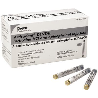 Articadent 4% Articaine HCl with Epinephrine 1:200,000 Injection Cartridges, 1.7 mL, 50/Box, 52216 thumbnail 15