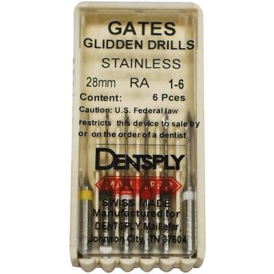 Gates Glidden Drills, Stainless Steel, RA (Right Angle), 28 mm, Assorted Sizes #1-6, Short, 6/Pk, 671536 thumbnail 7