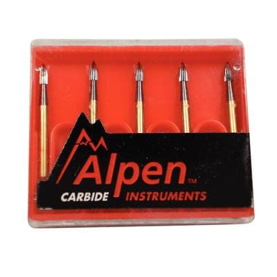 Alpen Carbide Trimming & Finishing Bur, Flame, 12-Blade, Friction Grip, #7104, 1.4 mm Diameter, 5/Pack thumbnail 6