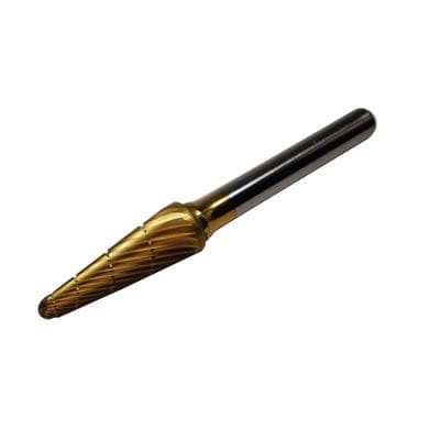 Patterson® Gold Titanium Nitride Lab Bur – Lathe, Cone, # B, 9.525 mm Diameter, 27.000 mm Length, 1/Pkg thumbnail 2