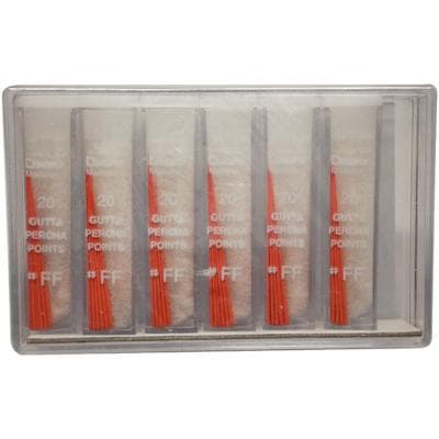 Dentsply Maillefer Gutta Percha Points, Hand Rolled, Color Coded, Fine-Fine (FF), 20 Points/Vial, 6 Vials/Box, 120 Points Total, Ref 670921 thumbnail 2