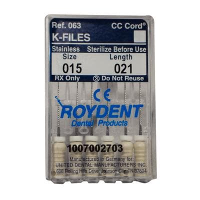 Roydent K-Type Files, #15 (White), 21mm, Pack of 6, 06321015R thumbnail 13