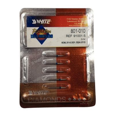 SS White Revelation Diamond Bur, Round, FG, Medium Grit, 1.0 mm, 5/Pk, 801-010M thumbnail 8