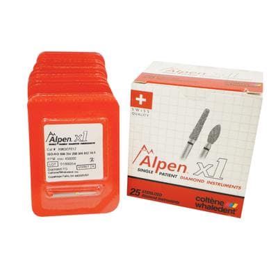 Alpen X1 Single-Use Diamond Bur FG #863-012EF, Flame Shape, Extra Fine Grit, 1.2mm Diameter, 10.0mm Length, Yellow Ring, 25/Pk thumbnail 7