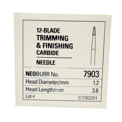 NeoBurr® Trimming and Finishing Carbide Bur, FG, 12-Blade, Needle Shape, #7903, 1.2 mm Diameter, 3.6 mm Length, 25/Pkg thumbnail 4