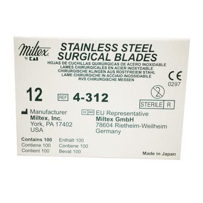 Miltex #12 Stainless Steel Sterile Disposable Surgical Blades, 100/Box, 4-312 thumbnail 13