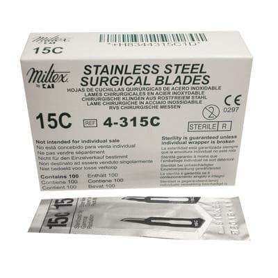 Miltex #15C Stainless Steel Sterile Surgical Blade, Angled, 100/Box, 4-315C thumbnail 16
