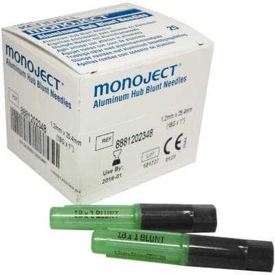 Monoject Blunt Cannula, 18 Gauge x 1", Luer Lock, Sterile, 25/Box (Ref 202) thumbnail 6