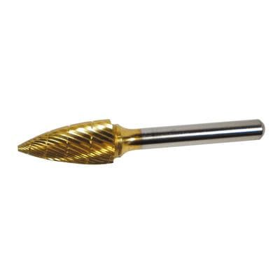 Patterson® Gold Titanium Nitride Lab Bur, Lathe Shank, Flame Shape, # C, 12.7 mm Diameter, 27 mm Length, 1/Pkg thumbnail 2