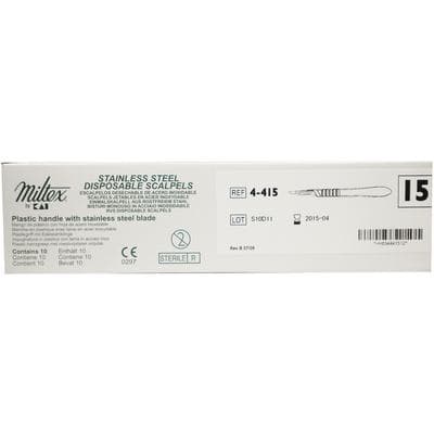 Miltex Scalpels #15, 10/Bx - MILTEX SCALPELS #15 10/BX - Image 1